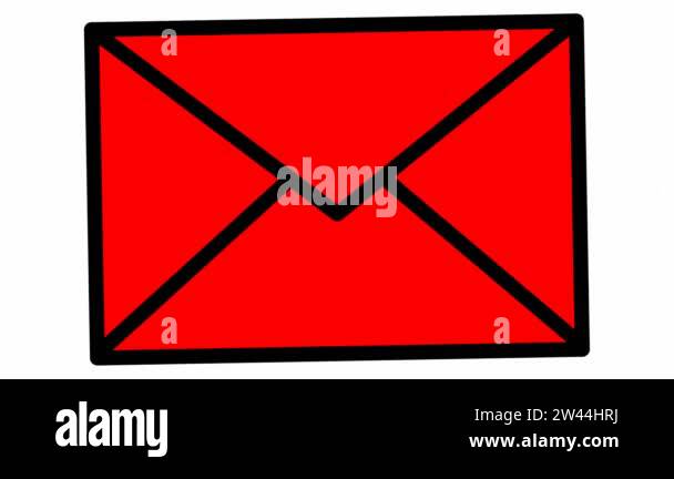 Animated red icon of envelope. Symbol of e-mail shakes. Concept of ...