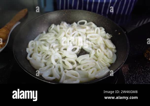 Pan fried squid rings Stock Videos & Footage - HD and 4K Video Clips