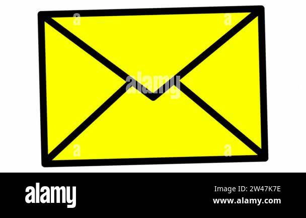 Animated yellow icon of envelope. Symbol of e-mail. Concept of ...