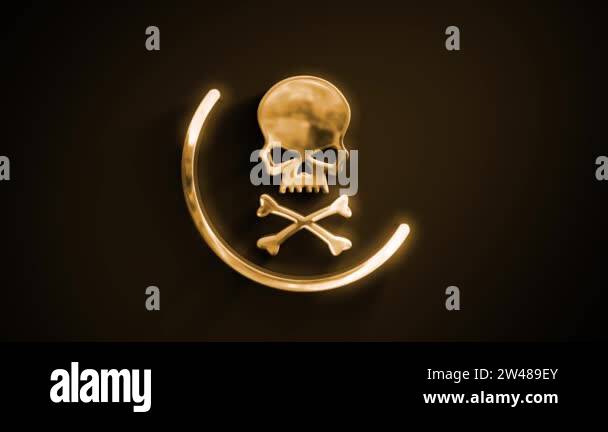 Gold Skullhead Icon Reveal Intro Fx/ 4k animation of an abstract golden ...
