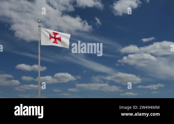 Templar Texture 3D Banner of the knights templars with blue sky, the Catholic military ...
