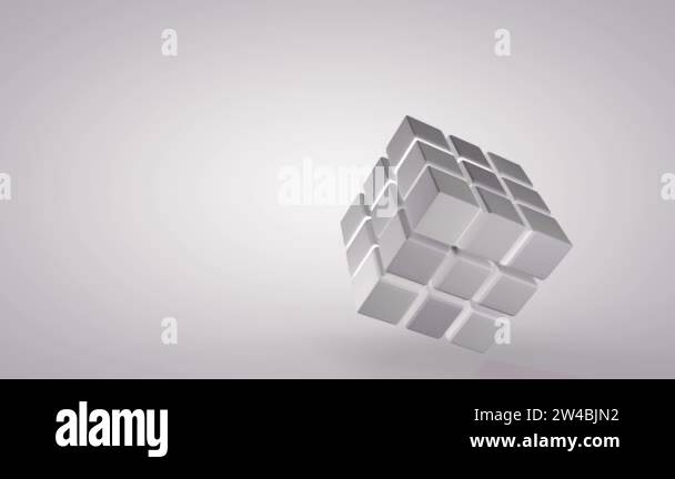 Rotation of the cube at an angle, isolated on a light background. 3D ...