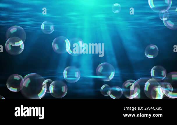 Abstract Beautiful Motion of Underwater Air bubbles cloud 4K 3D Green ...