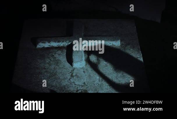 Scary ghost figure on grave stone Stock Video Footage - Alamy