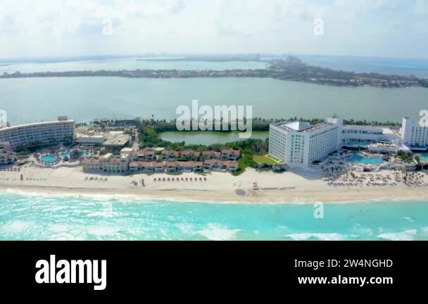 Beautiful aerial view of the beaches in Mexico near Cancun, Playa Del ...