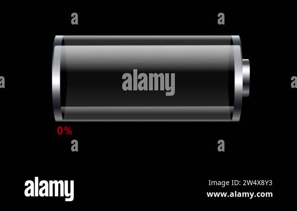 Battery charging. 4K 3D Battery charging animation, changing color from ...