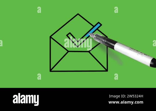 Drawing read mail symbol in black and blue colour combination on ...