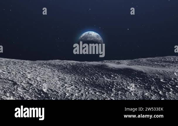 Planet Earth View From Moon Surface In SpaceRealistic outer space view ...