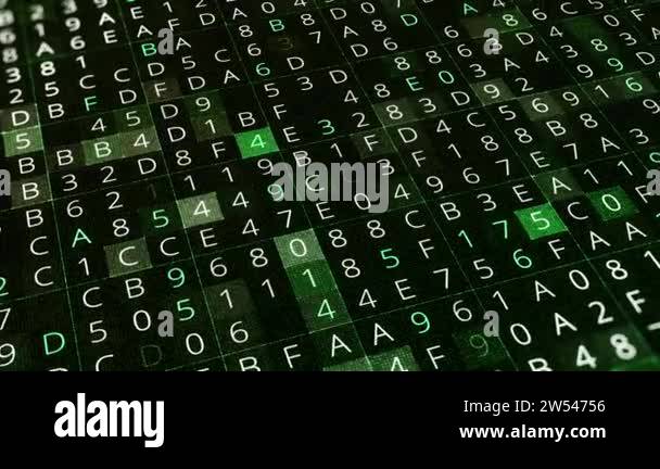 Changing digital code of matrix. Animation. Background from numerical ...