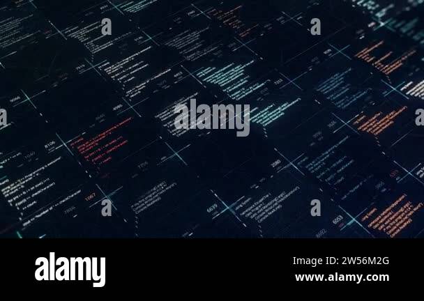 Multiple source codes on digital background. Animation. Program codes ...