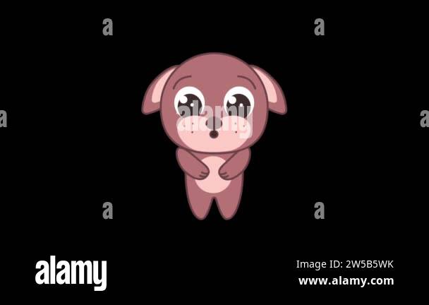 The animated rabbit droops its ears and opens its mouth in surprise ...