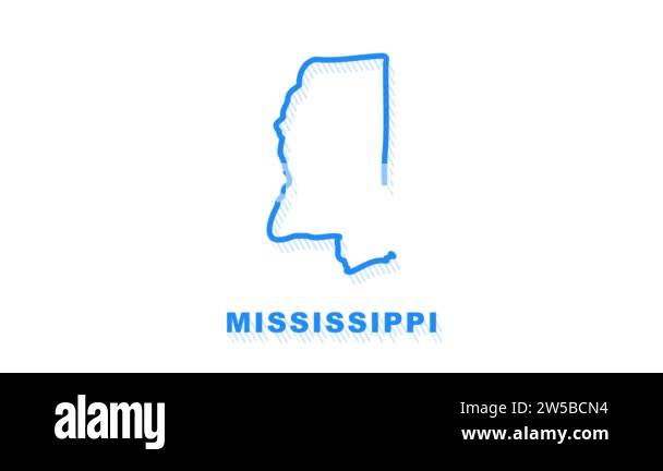 Line animated map showing the state of Mississippi from the united ...