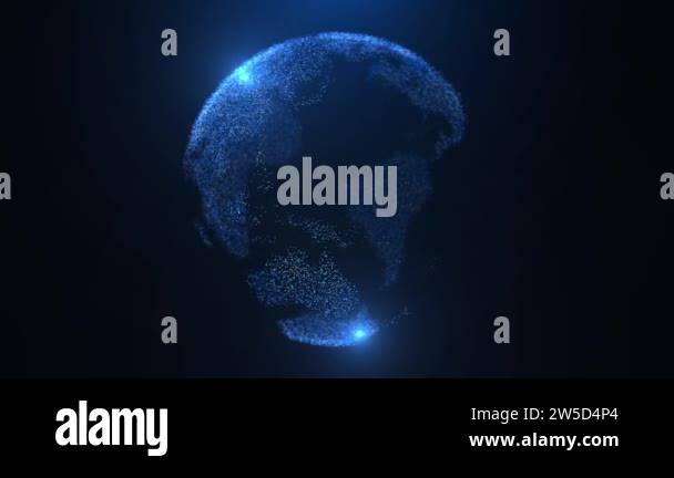 3d 4K Loop Abstract globe Glows Particles and plexus structure ...