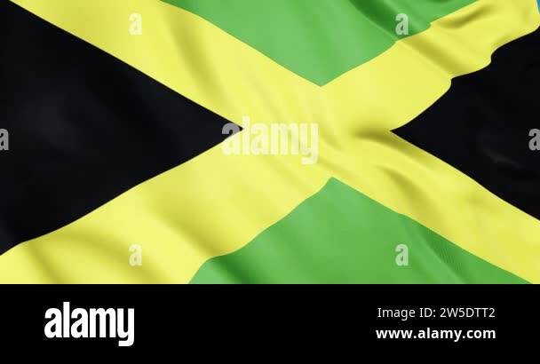 Flag of Jamaica waving 3d animation. The emblem of Jamaica flag ...