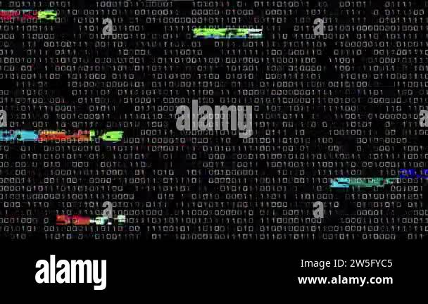 4K screen coding hacker concept animation with glitch. Programming code ...