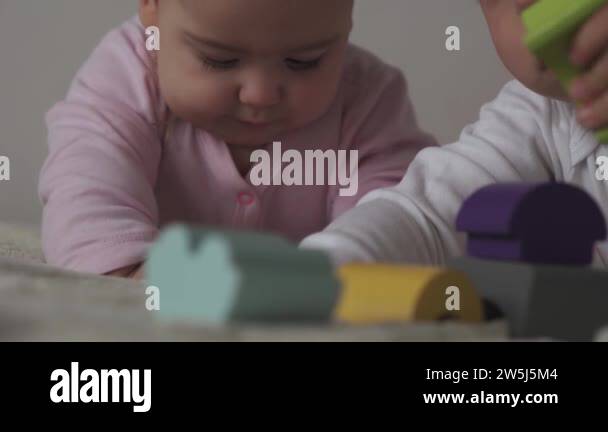Childhood, family, insulation, construction concept - 2 small happy ...