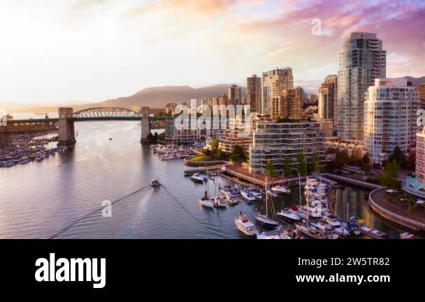 Cinemagraph Continuous Loop Animation. View of Burrard Bridge and False ...
