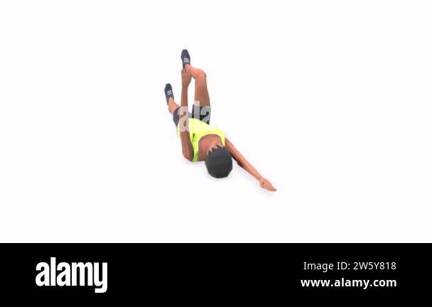 Dead Bug Woman Exercise Animation 3d Model Turntable on White ...