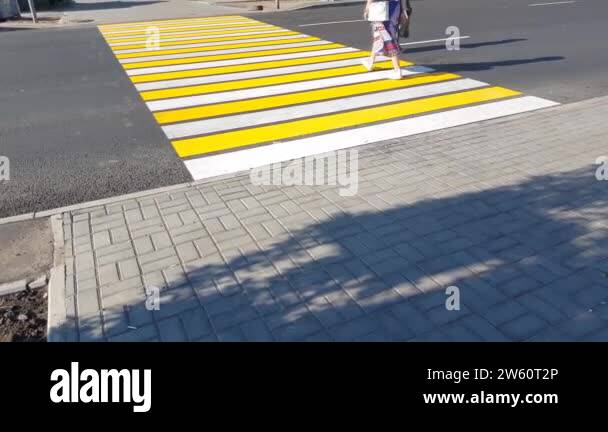 Pedestrian crossing road marking yellow Stock Videos & Footage - HD and ...