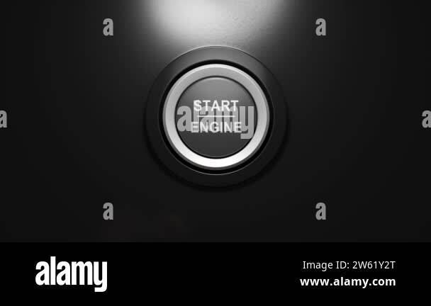 Press the engine button. Start the car concept. 3D video Stock Video ...