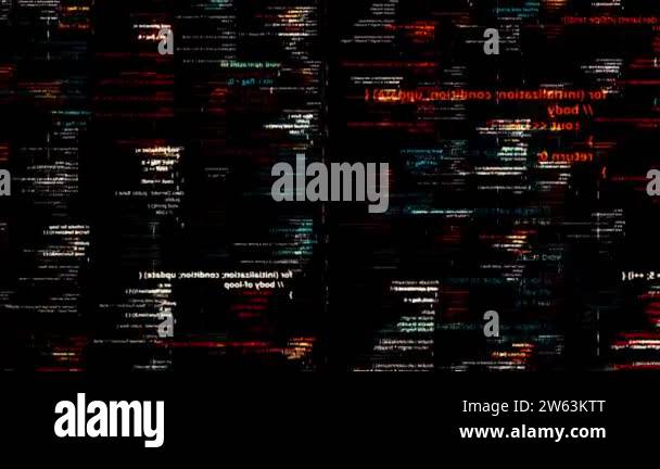 Abstract details of computer language, lines flowing on black ...
