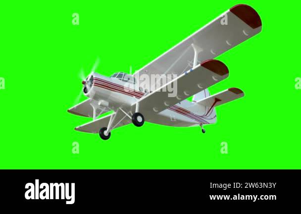 The antonov An-2 bi-plane. Old white plane. Realistic physics animation ...