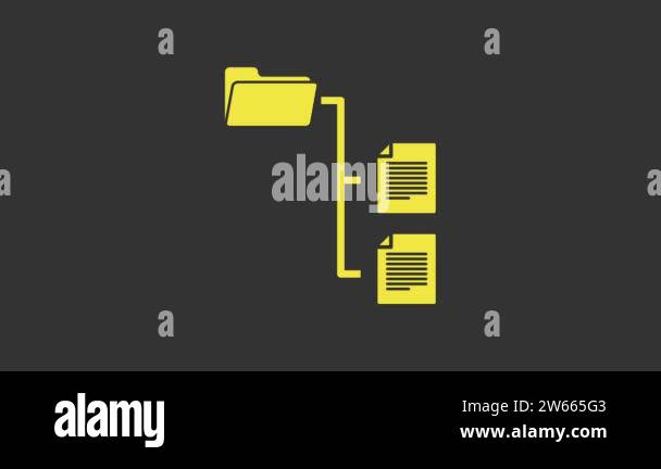 Yellow Folder tree icon isolated on grey background. Computer network ...