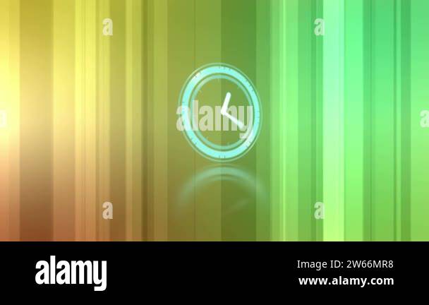 Neon green digital clock ticking against yellow and green gradient ...