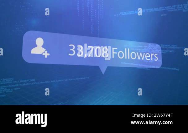 Animation of digital interface Followers text and people icon with ...