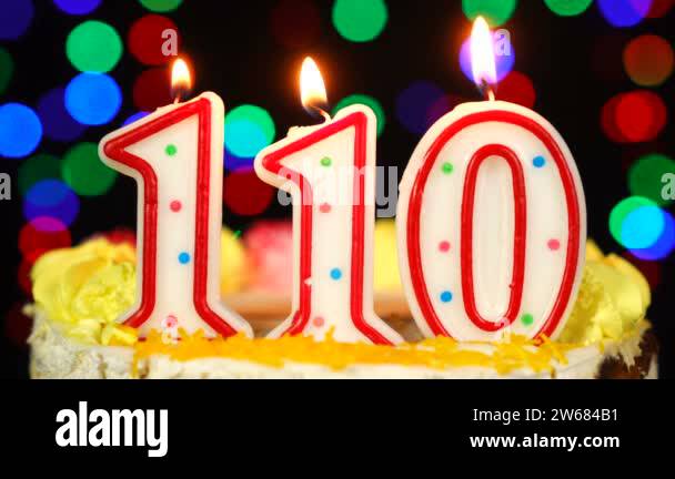 Number 110 Happy Birthday Cake With Burning Candles Topper Stock Video Number 110 Happy Birthday Cake With Burning Candles Topper Stock Video