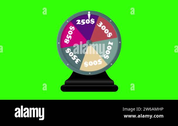 Realistic spinning fortune wheel animation, Green screen background ...