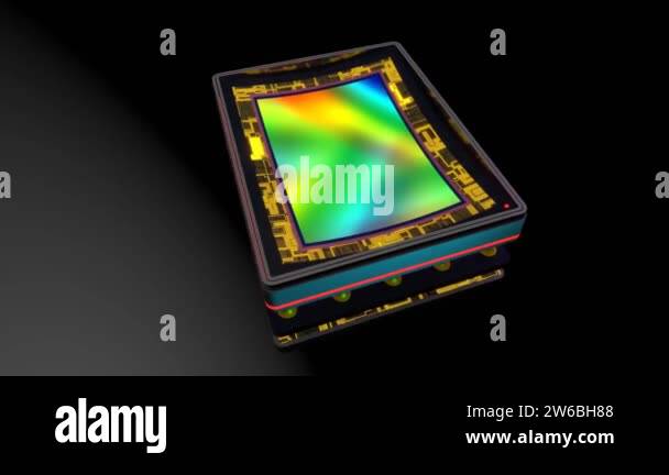 Curved sensor for digital camera, prototype 3D rendering, stacked ...
