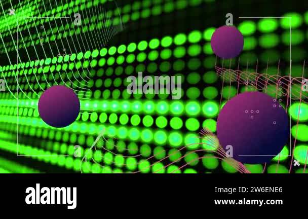 Animation of interface processing data, with green lights, parallel ...