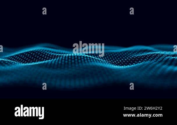 Blue hexagonal wave digital data flow. Seamless loop technology network ...