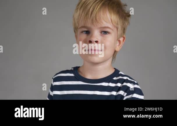 Child Shows Thumbs Up Gesture. Portrait Cute Little Boy. Happy Facial ...