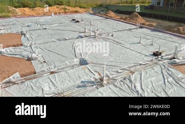 Pvc Pipe Layed Laying in the ground PVC pipes before pouring concrete Stock Video ...
