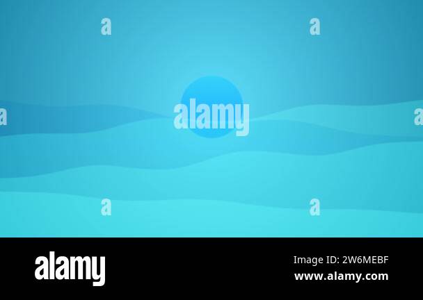 4K Sun And Sea Blue Color Wave Background Loop Animation. Clean Blue ...