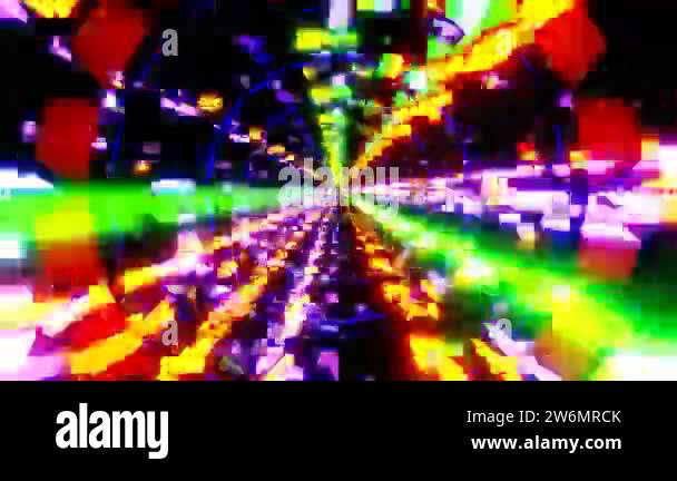 4K loop 3D animation. Abstract neon lines move in space. Seamless VJ ...