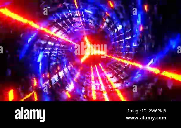 4K loop 3D animation. Abstract neon lines move in space. Seamless VJ ...