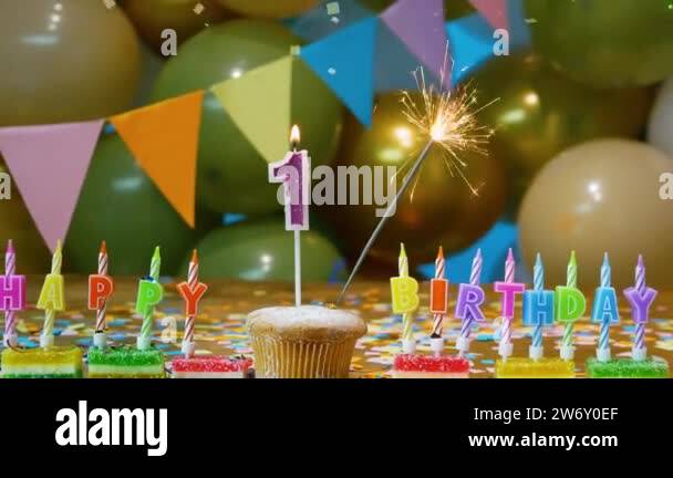 Happy birthday, one year old child. Beautiful happy birthday background