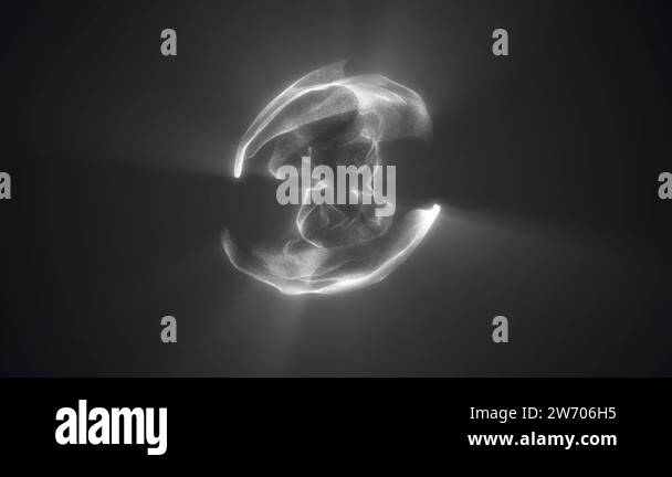 Animation of halftone energy sphere. Movement microparticles in circle ...