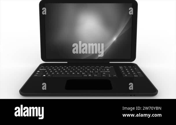 Videos. 3D illustration. The computer opens and downloads the files ...