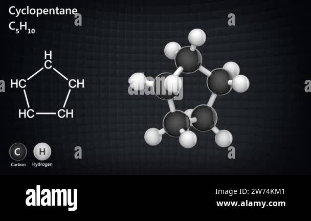 Structural chemical formula and molecular structure of Cyclopentane ...