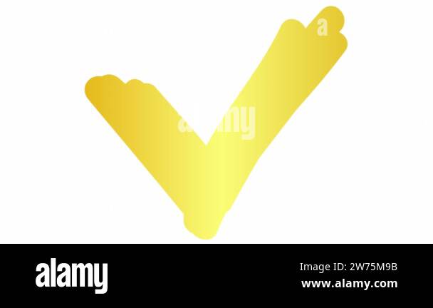 Animated golden icon of check mark drawn with marker. Hand drawn symbol ...