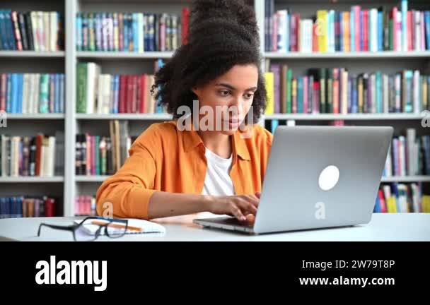 Overjoyed excited african american student girl, trendy dressed ...