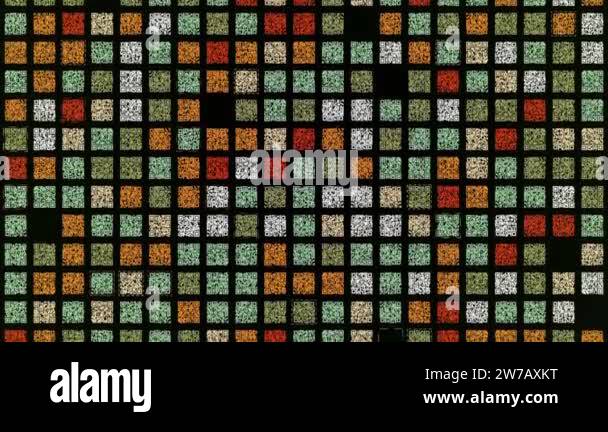 Pixelated background with many QR codes flowing on black background ...