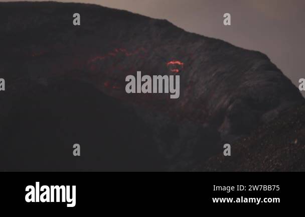 Molten Lava Flow In Crater From Erupting Fagradalsfjall Volcano Stock ...