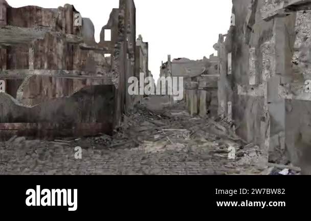 Super realistic walk along the ruined city street after the apocalypse ...