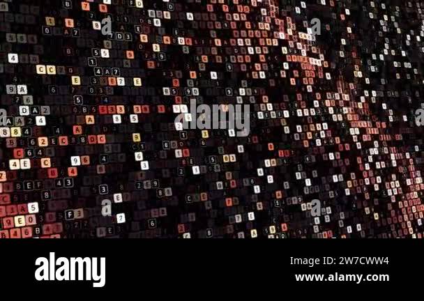 Abstract computer code animation on black background, seamless loop ...