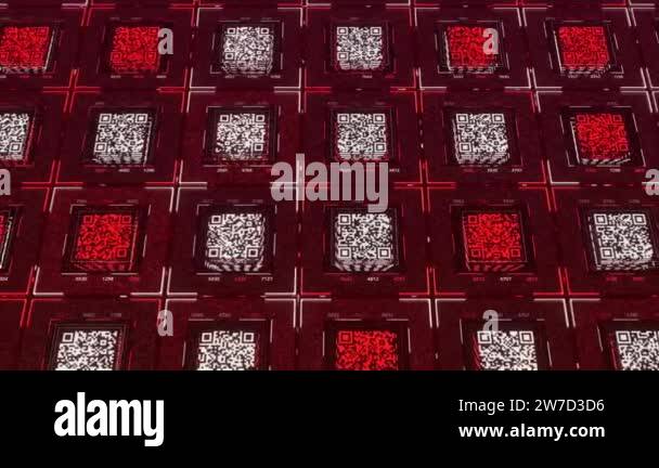 Abstract colorful background with the endless quantity of QR code icons ...